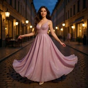 Windsor ✦ Purple Glitter A‑Line Sweetheart Gown ✦ Strapless Cross‑Back Maxi NWT